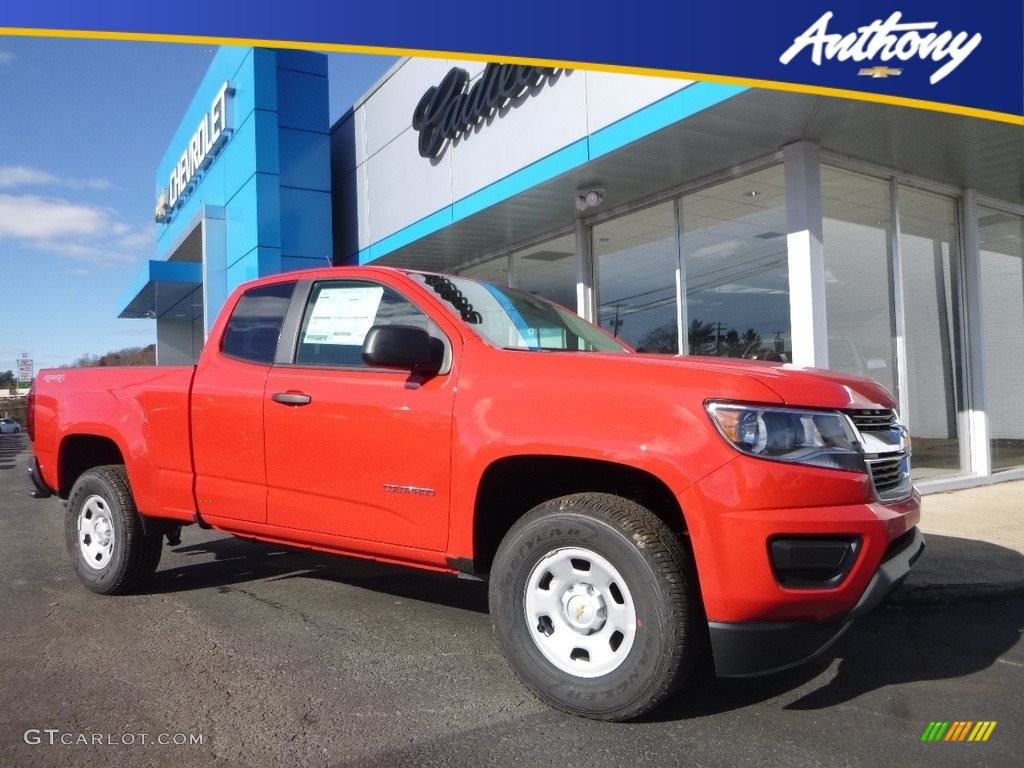 2018 Colorado WT Extended Cab 4x4 - Red Hot / Jet Black/Dark Ash photo #1