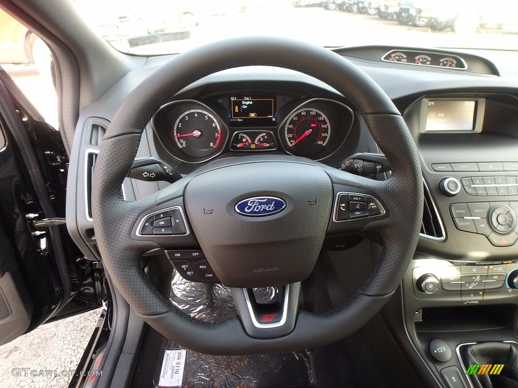 2018 Ford Focus ST Hatch Charcoal Black Steering Wheel Photo #123843156