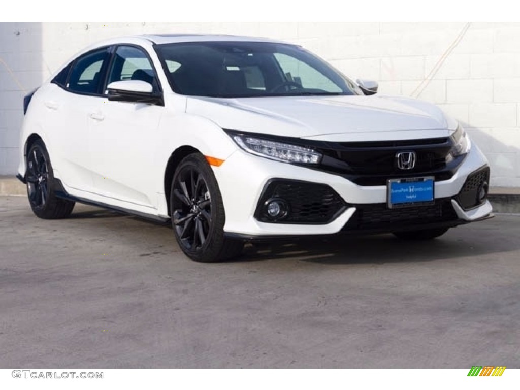 2018 Civic Sport Touring Hatchback - White Orchid Pearl / Black photo #1