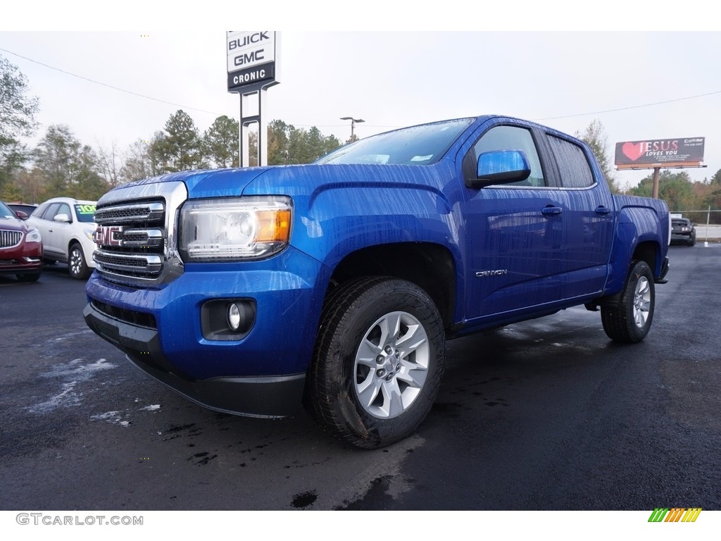 2018 Canyon SLE Crew Cab - Marine Blue Metallic / Jet Black photo #3