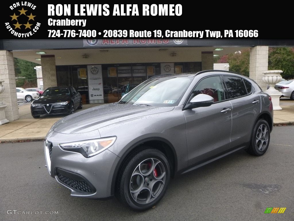 2018 Stelvio Sport AWD - Stromboli Gray Metallic / Black/Red photo #1