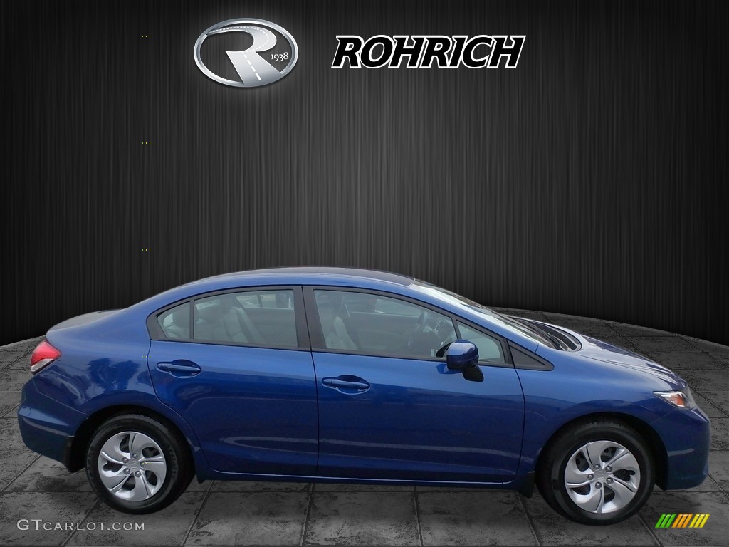 2015 Civic LX Sedan - Dyno Blue Pearl / Gray photo #2