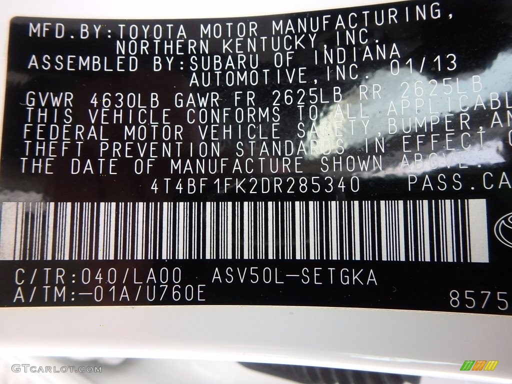 2013 Camry XLE - Super White / Ivory photo #27
