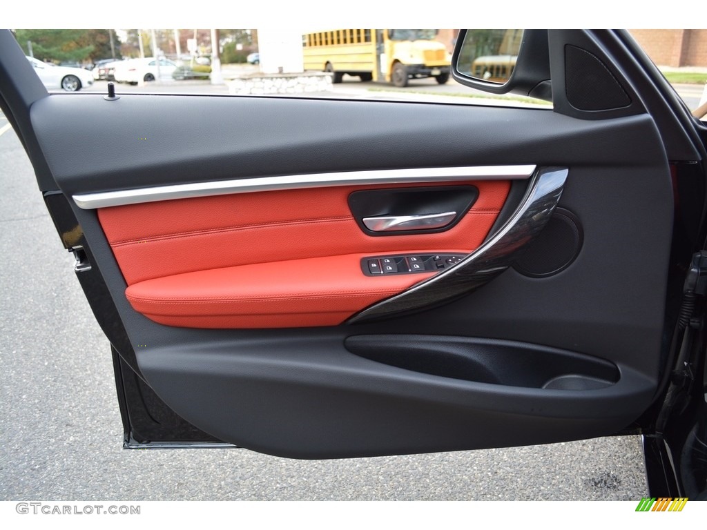 2017 BMW 3 Series 330i xDrive Sedan Coral Red Door Panel Photo #123892327