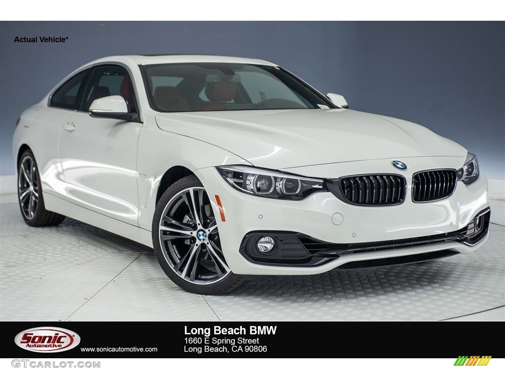 2018 4 Series 430i Coupe - Mineral White Metallic / Coral Red photo #1
