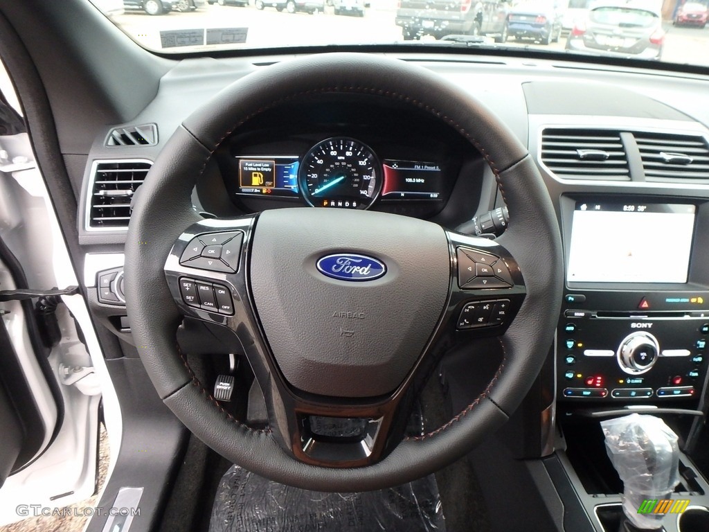 2018 Ford Explorer Sport 4WD Ebony Black Steering Wheel Photo #123895534