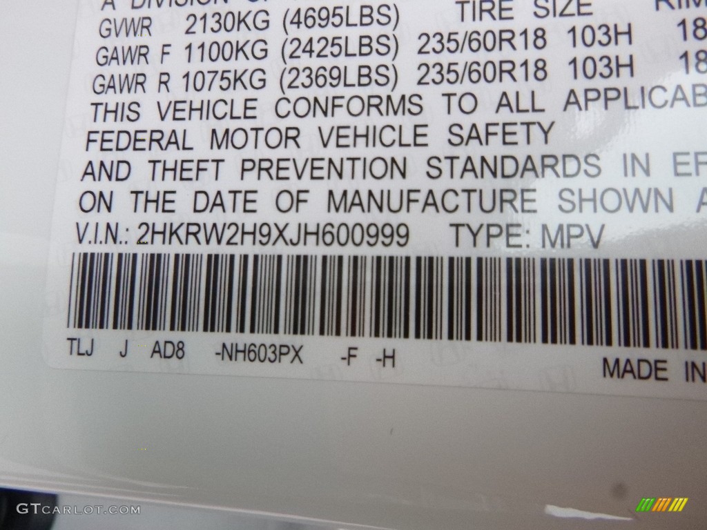 2018 CR-V Touring AWD - White Diamond Pearl / Ivory photo #12