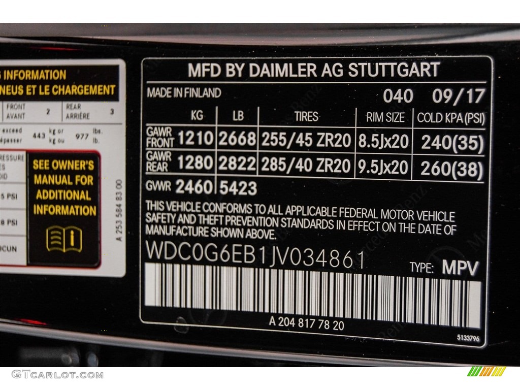 2018 GLC Color Code 040 for Black Photo #123900362
