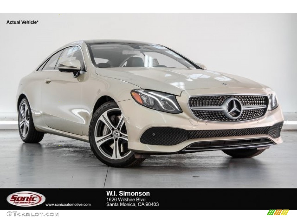 2018 E 400 Coupe - Dune Silver Metallic / Black photo #1