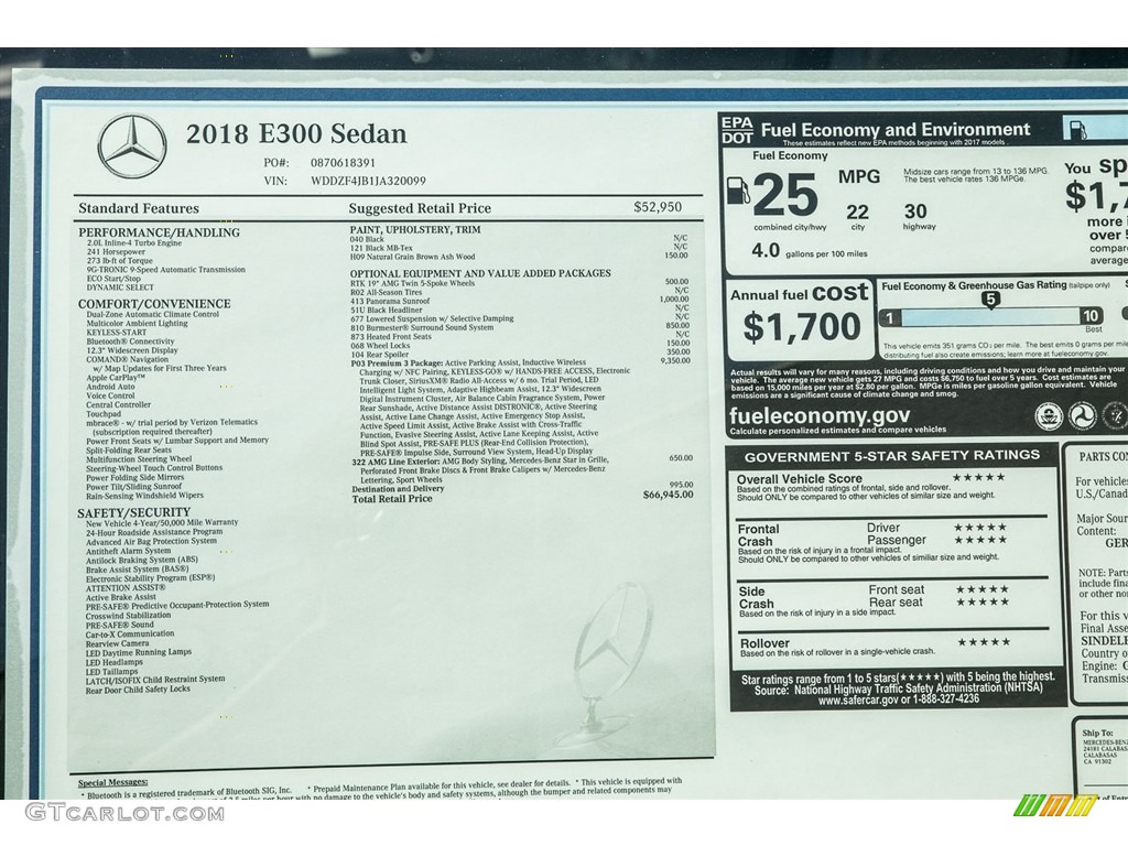 2018 E 300 Sedan - Black / Black photo #10