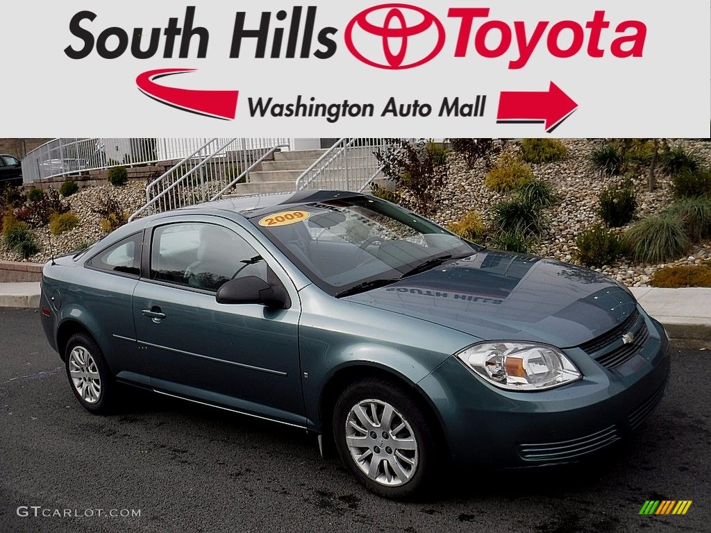 2009 Cobalt LS Coupe - Silver Moss Metallic / Gray photo #1
