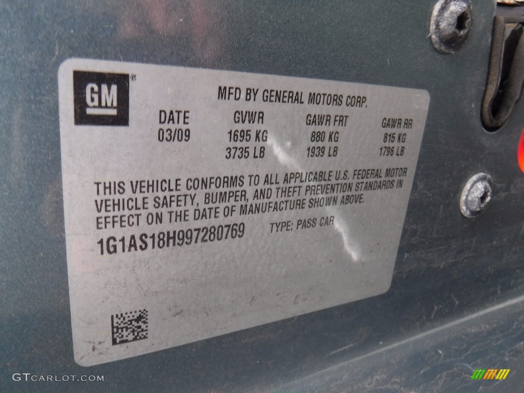 2009 Cobalt LS Coupe - Silver Moss Metallic / Gray photo #19