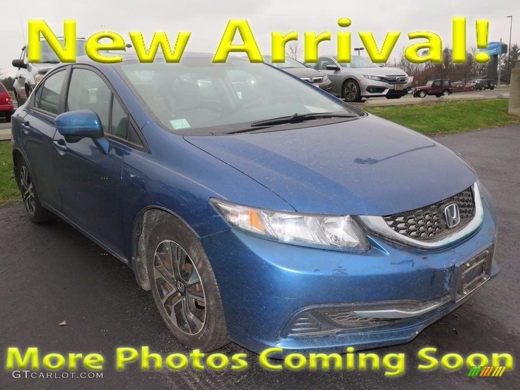 2014 Civic EX Sedan - Dyno Blue Pearl / Gray photo #1