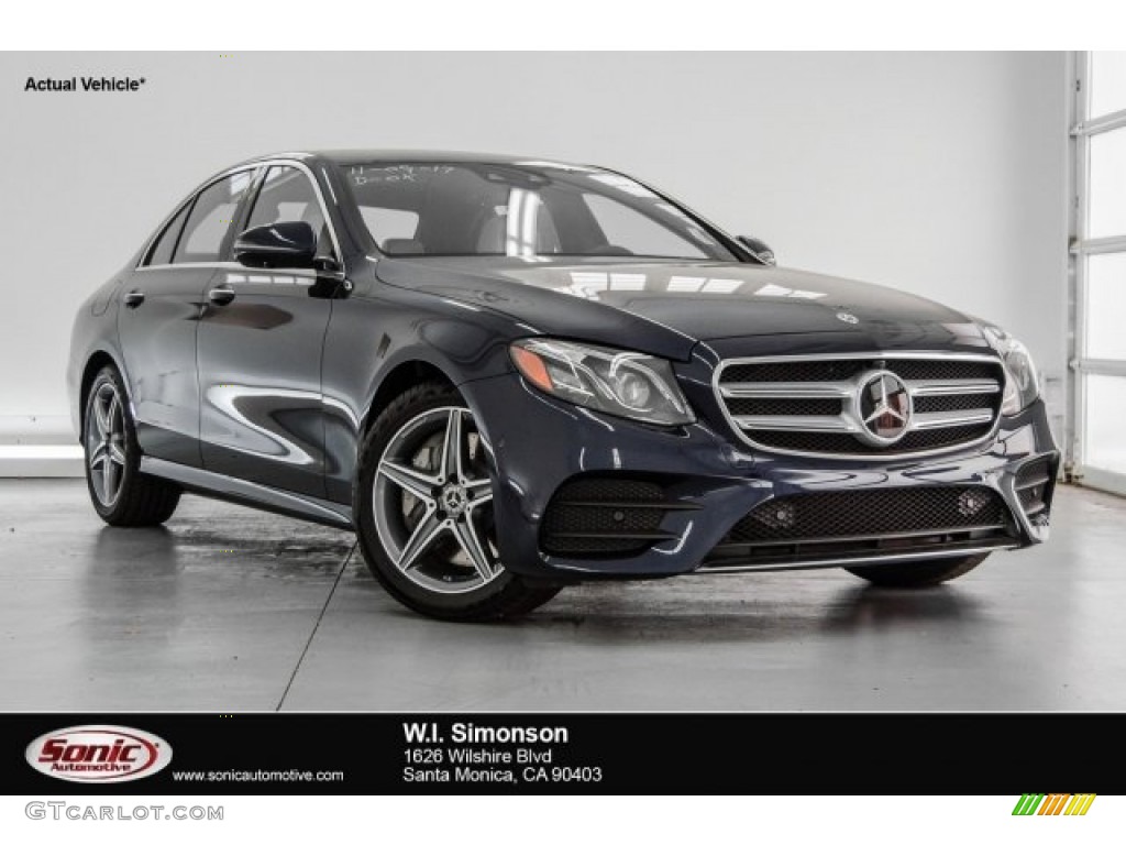 2018 E 300 Sedan - Lunar Blue Metallic / Macchiato Beige/Black photo #1