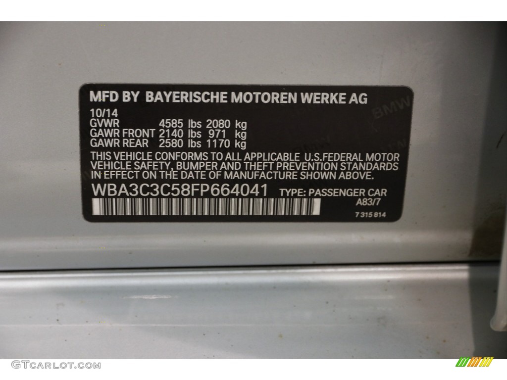2015 3 Series 320i xDrive Sedan - Glacier Silver Metallic / Black photo #23