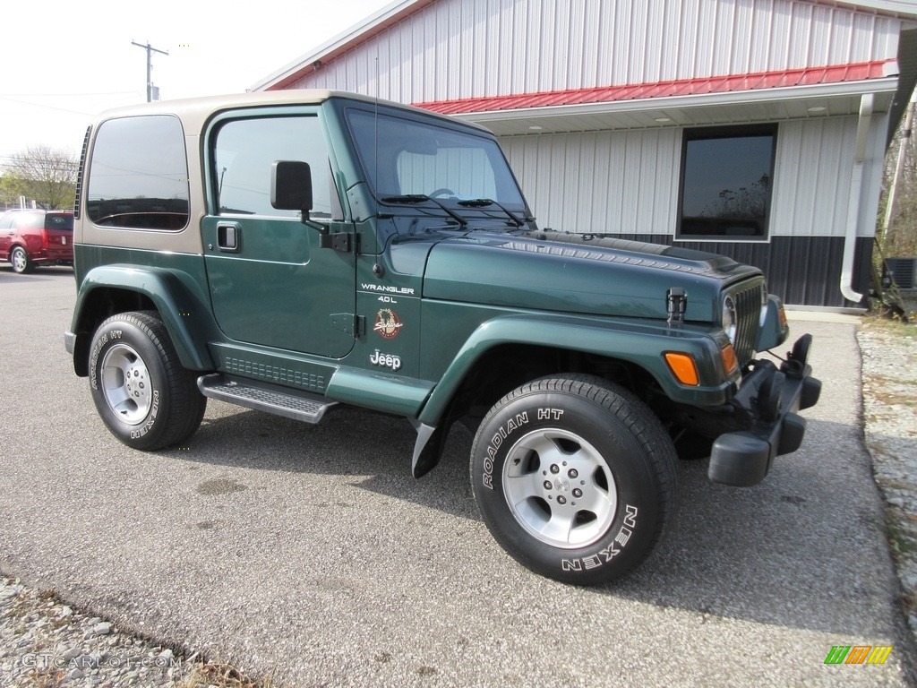 2000 Wrangler Sahara 4x4 - Forest Green Pearl / Camel/Dark Green photo #2