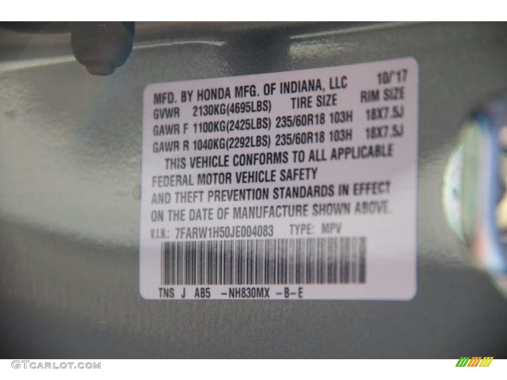 2018 CR-V EX - Lunar Silver Metallic / Gray photo #18
