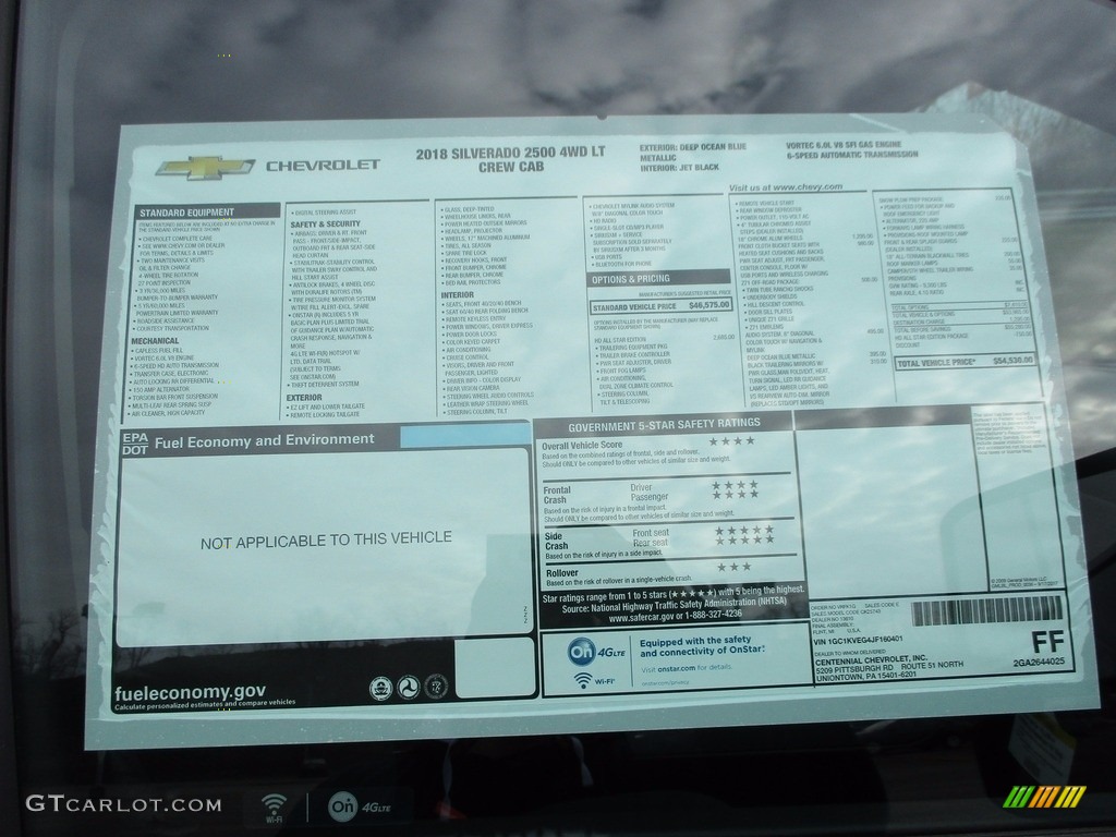 2018 Chevrolet Silverado 2500HD LT Crew Cab 4x4 Window Sticker Photo #123968341