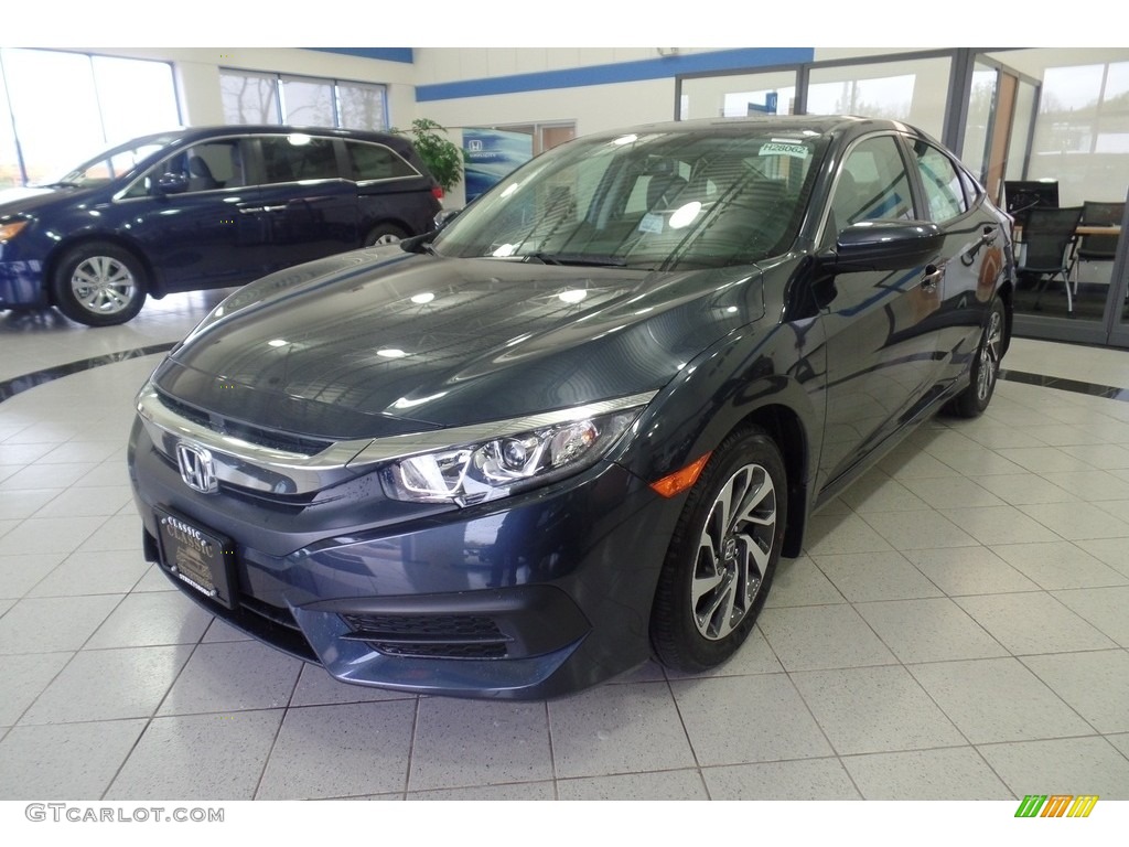 2018 Civic EX Sedan - Cosmic Blue Metallic / Gray photo #1