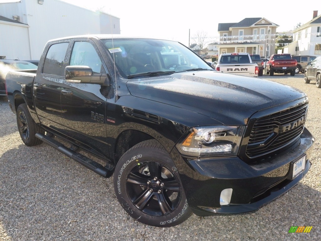 2018 1500 Night Crew Cab 4x4 - Brilliant Black Crystal Pearl / Black photo #1
