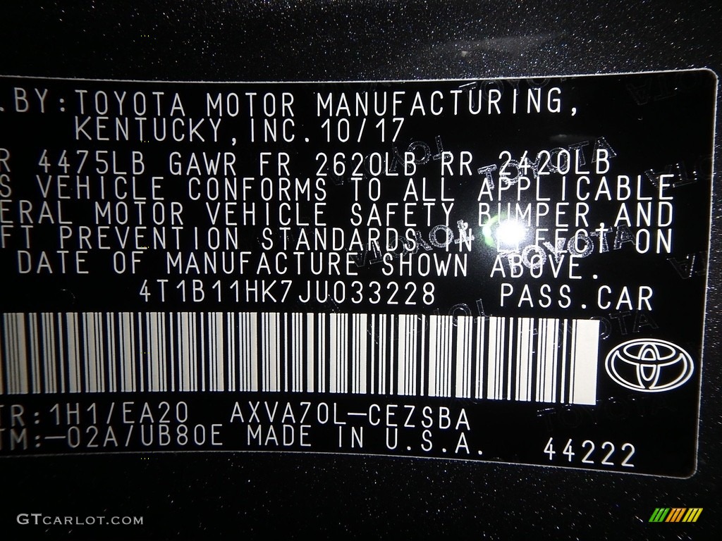 2018 Camry SE - Predawn Gray Mica / Black photo #10