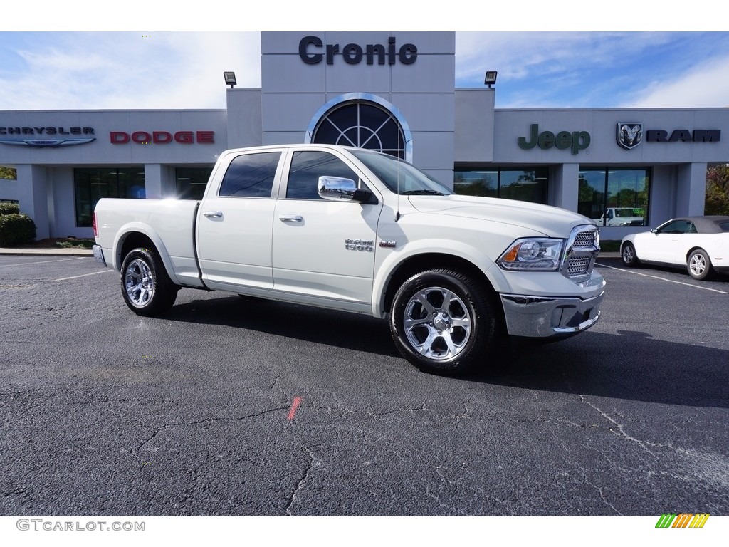 2017 1500 Laramie Crew Cab 4x4 - Pearl White / Canyon Brown/Light Frost Beige photo #1