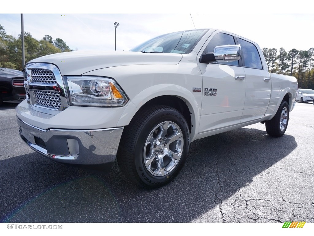 2017 1500 Laramie Crew Cab 4x4 - Pearl White / Canyon Brown/Light Frost Beige photo #3