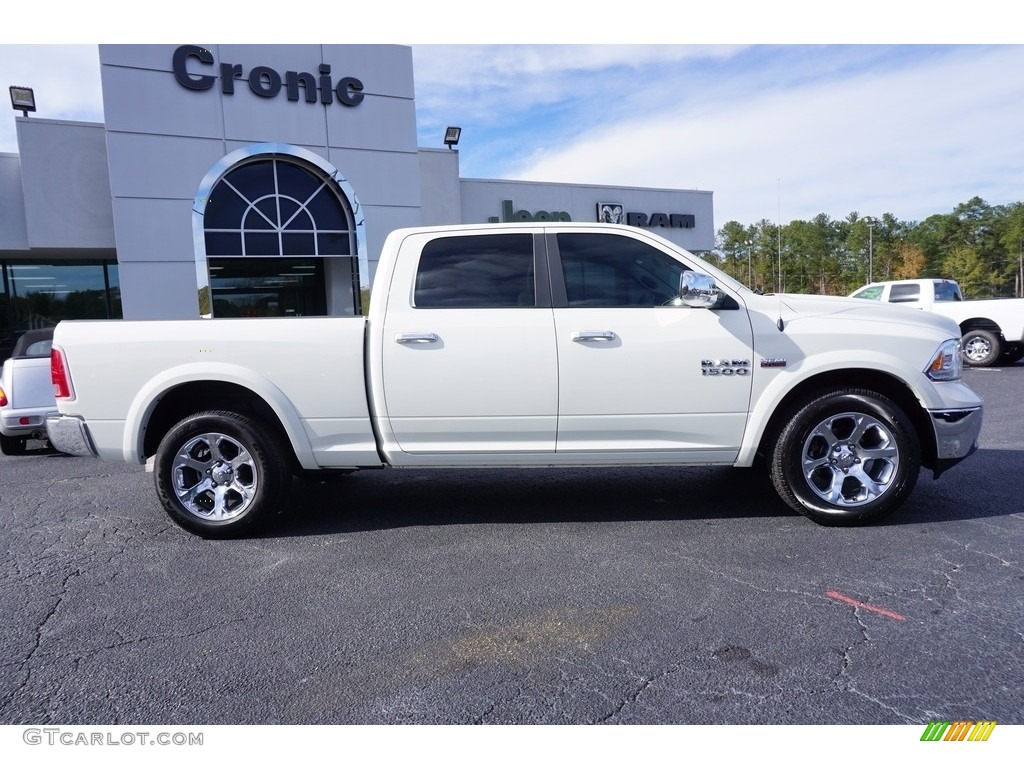 2017 1500 Laramie Crew Cab 4x4 - Pearl White / Canyon Brown/Light Frost Beige photo #8