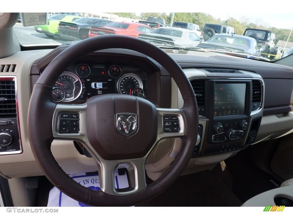 2017 1500 Laramie Crew Cab 4x4 - Pearl White / Canyon Brown/Light Frost Beige photo #10