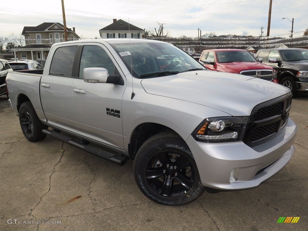 2018 1500 Night Crew Cab 4x4 - Bright Silver Metallic / Black photo #2