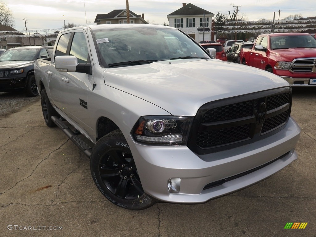 2018 1500 Night Crew Cab 4x4 - Bright Silver Metallic / Black photo #3