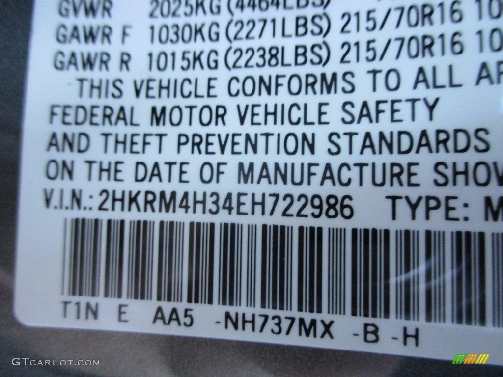 2014 CR-V LX AWD - Polished Metal Metallic / Gray photo #19