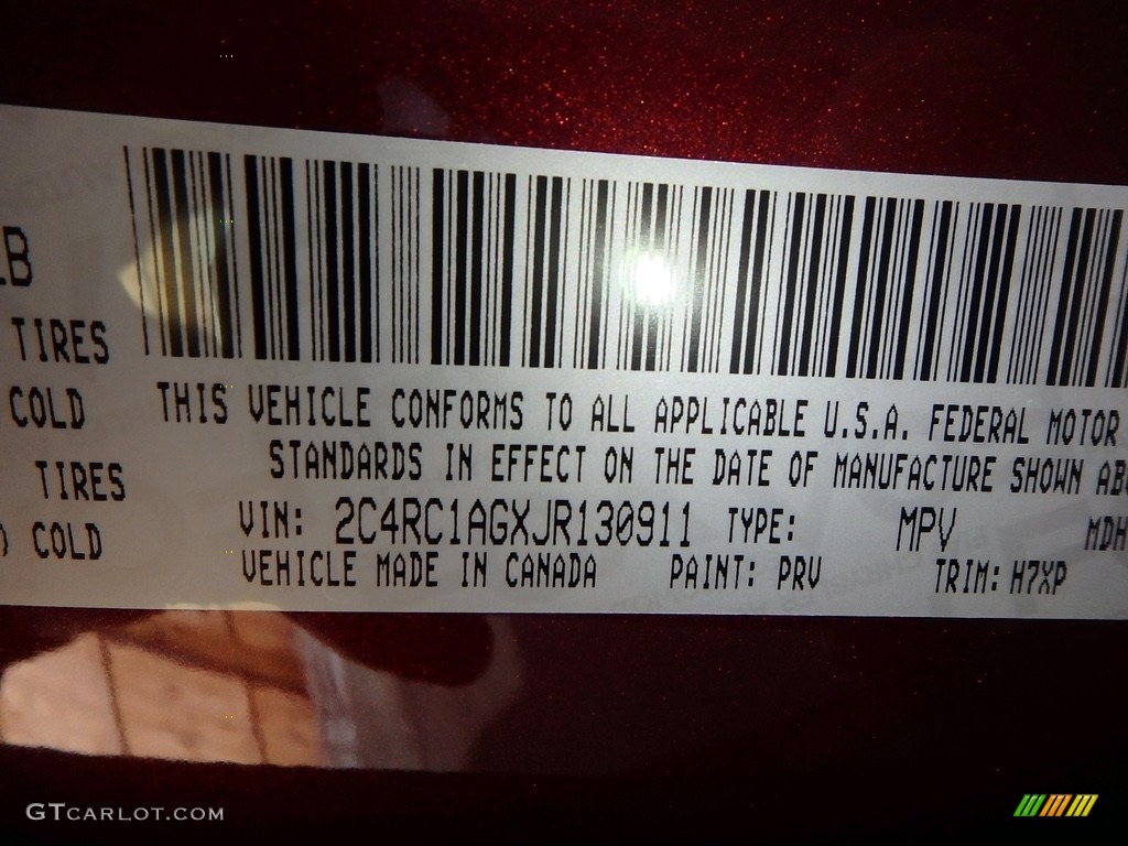 2018 Chrysler Pacifica L Color Code Photos