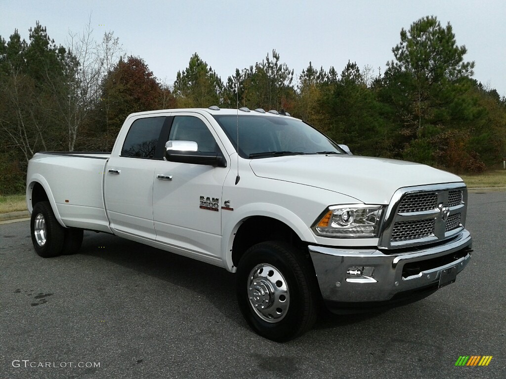 Bright White 2018 Ram 3500 Laramie Crew Cab 4x4 Dual Rear Wheel Exterior Photo #124018123