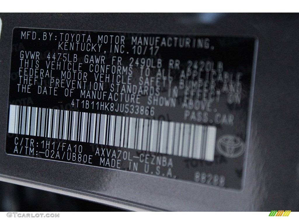 2018 Camry LE - Predawn Gray Mica / Ash photo #26