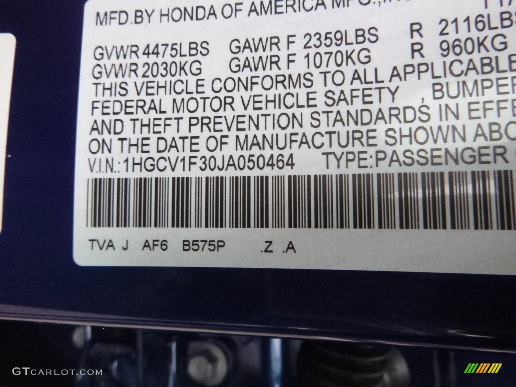 2018 CR-V EX-L AWD - Obsidian Blue Pearl / Black photo #12