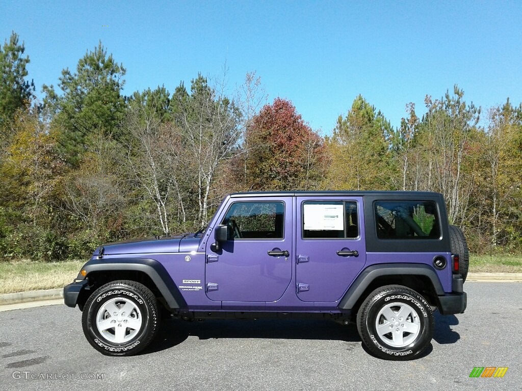 Xtreme Purple Pearl 2018 Jeep Wrangler Unlimited Sport 4x4 Exterior Photo #124031359