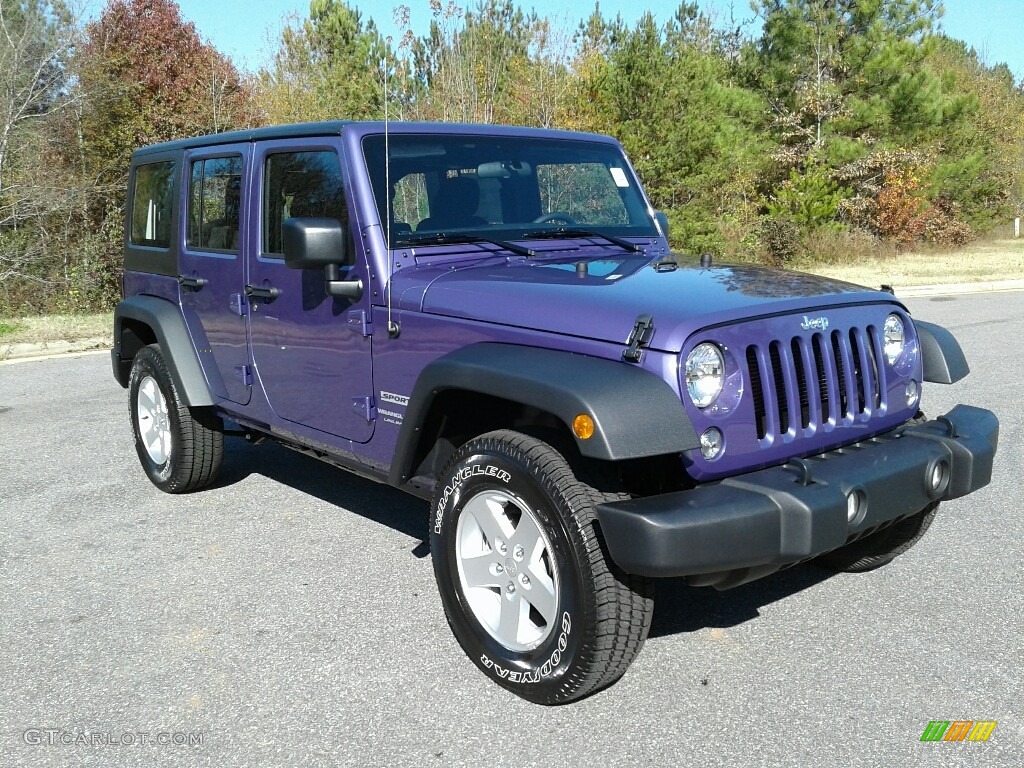 Xtreme Purple Pearl 2018 Jeep Wrangler Unlimited Sport 4x4 Exterior Photo #124031470