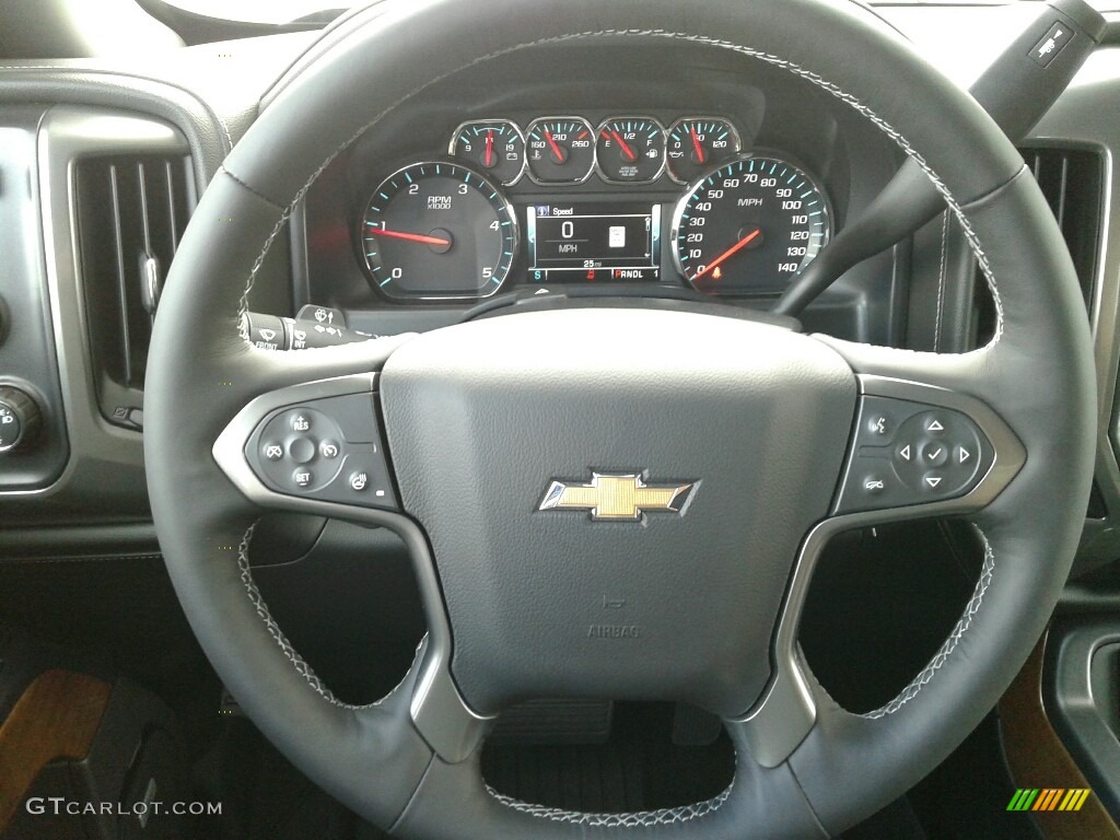 2018 Chevrolet Silverado 2500HD LTZ Crew Cab 4x4 Jet Black Steering Wheel Photo #124032113