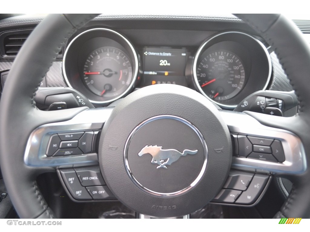 2018 Ford Mustang EcoBoost Fastback Ebony Steering Wheel Photo #124038307