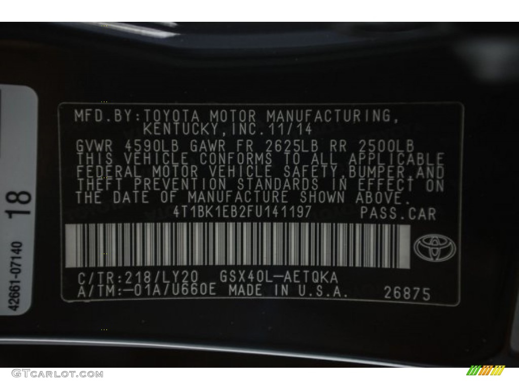 2015 Avalon XLE Touring - Attitude Black / Black photo #18