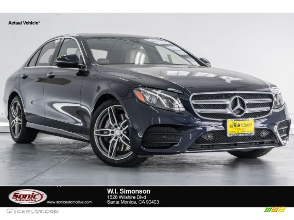 2018 E 300 Sedan - Lunar Blue Metallic / Macchiato Beige/Black photo #1