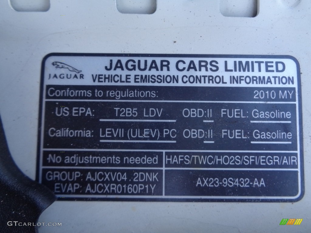 2010 Jaguar XF Sport Sedan Info Tag Photos