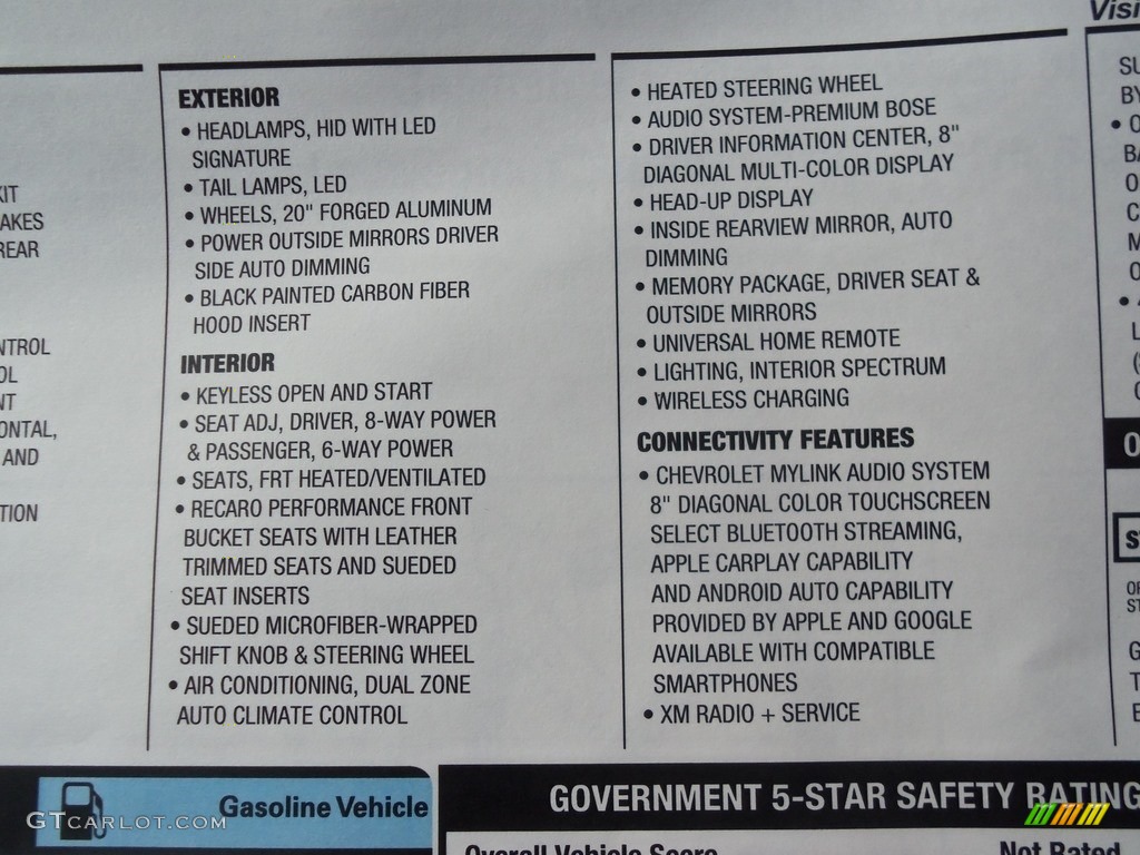 2018 Chevrolet Camaro ZL1 Coupe Window Sticker Photo #124065452
