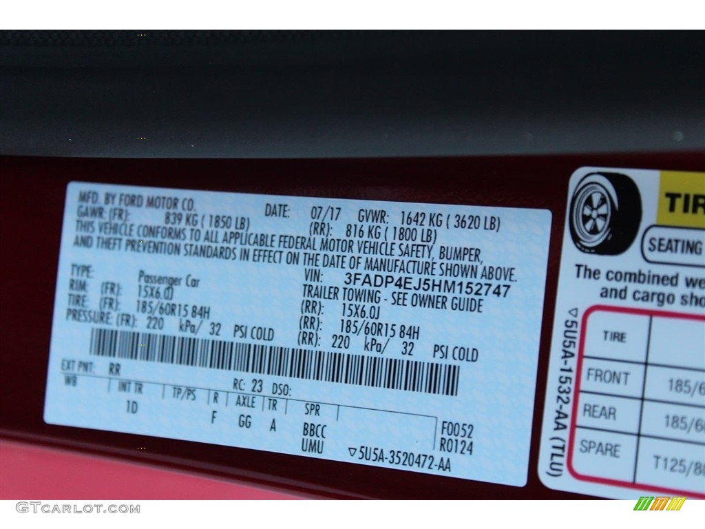 2017 Fiesta SE Hatchback - Ruby Red / Charcoal Black photo #25