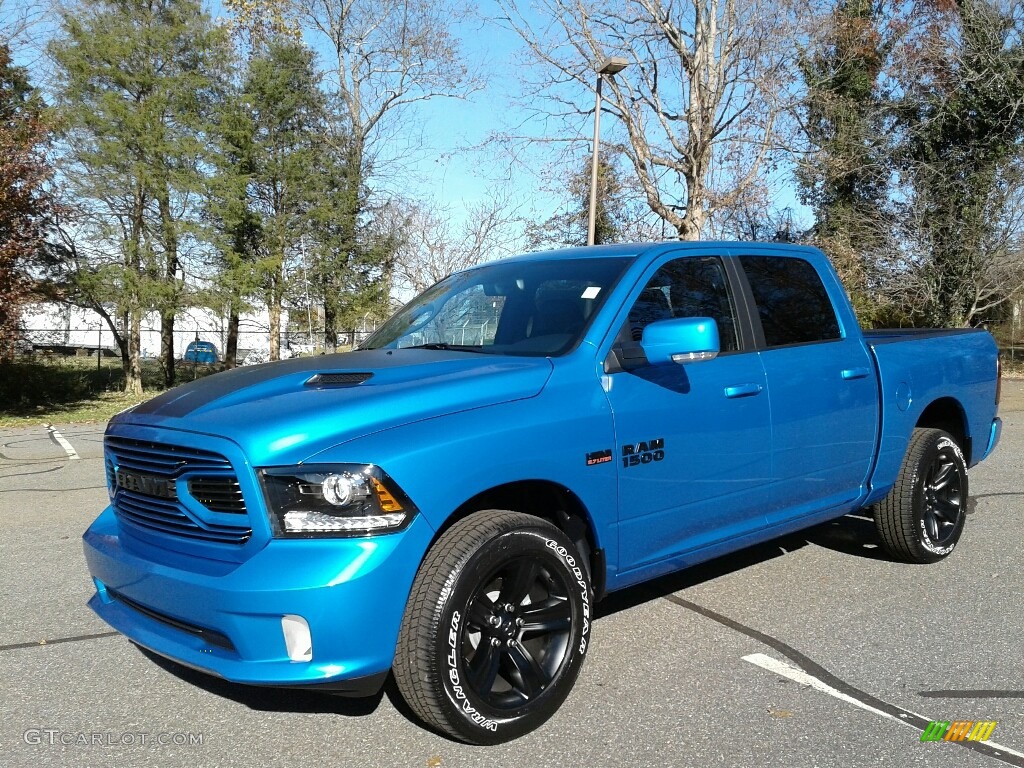 2018 1500 Sport Crew Cab 4x4 - Hydro Blue Pearl / Black photo #2