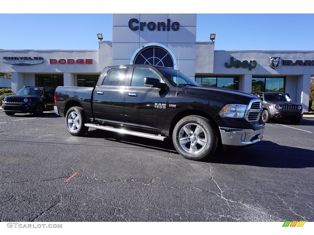 2018 1500 Big Horn Crew Cab - Brilliant Black Crystal Pearl / Black/Diesel Gray photo #1