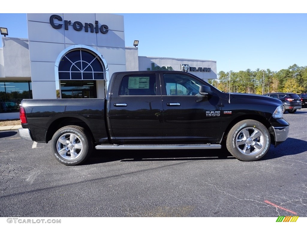 2018 1500 Big Horn Crew Cab - Brilliant Black Crystal Pearl / Black/Diesel Gray photo #8