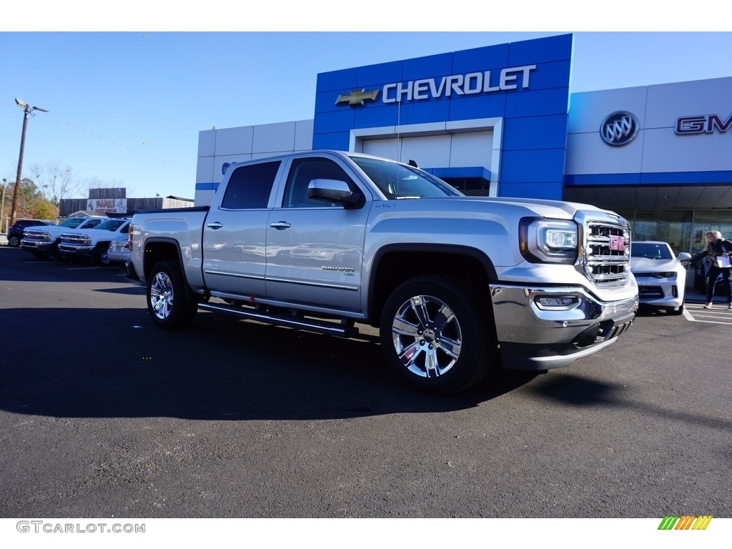 2018 Sierra 1500 SLT Crew Cab 4WD - Quicksilver Metallic / Cocoa/­Dune photo #1