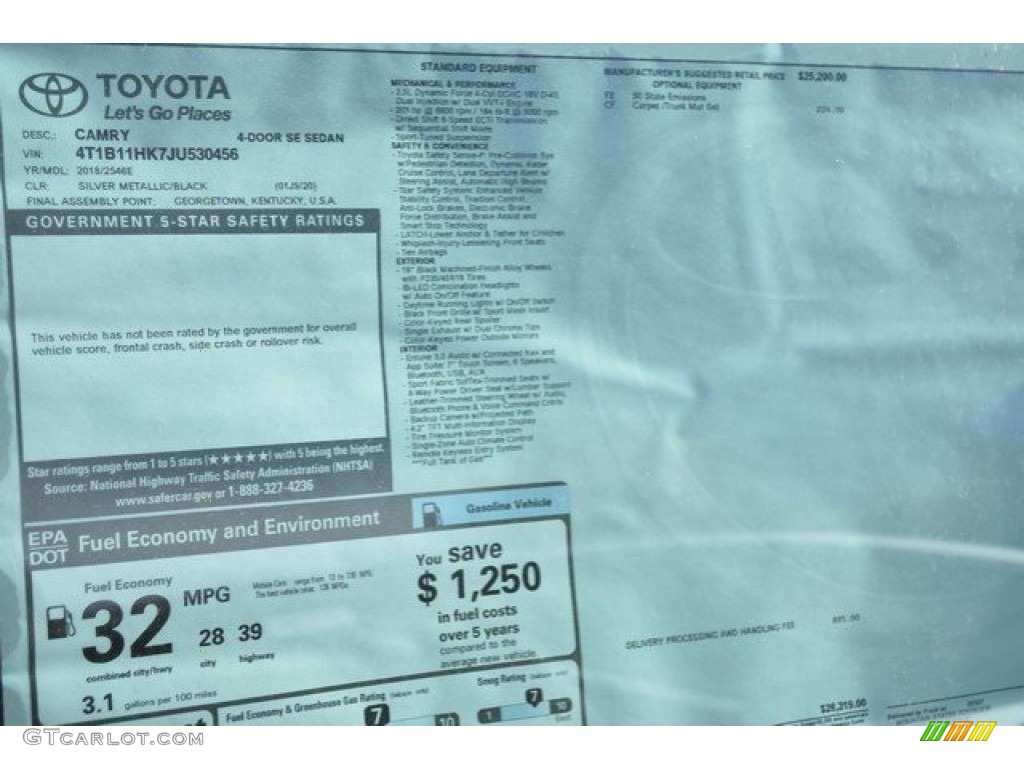 2018 Camry SE - Celestial Silver Metallic / Black photo #10